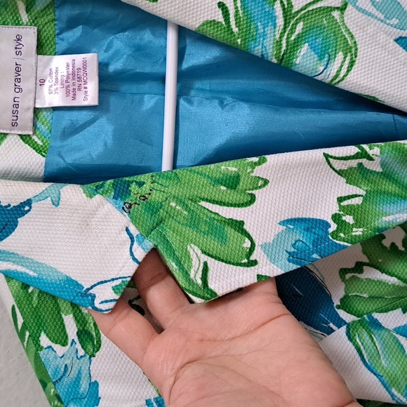 Susan Graver Tropical Vibrant 1 button Lined Jacket. Size 10 - Picture 5 of 11
